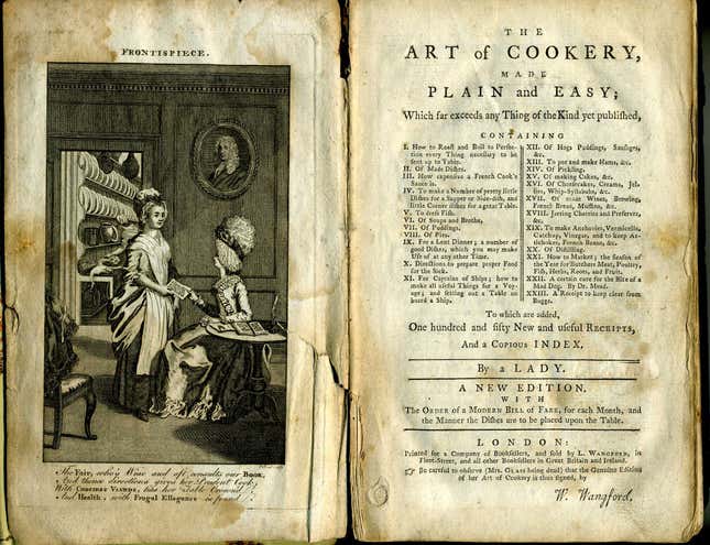 Image for article titled Classic Cookbooks: The Art of Cookery Made Plain and Easy by Hannah Glasse