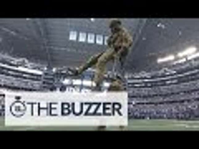 A Dog Rappelled From The Cowboys' Jumbotron