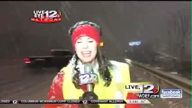 Live Report On Dangerous Driving Conditions Interrupted By Car Wreck