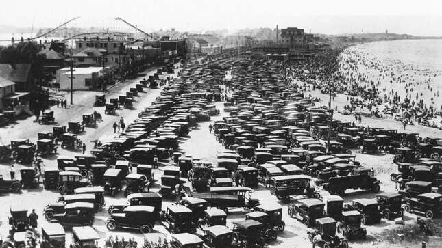 Aerial view of auto parking, 1925, Nantasket Beach, Mass.