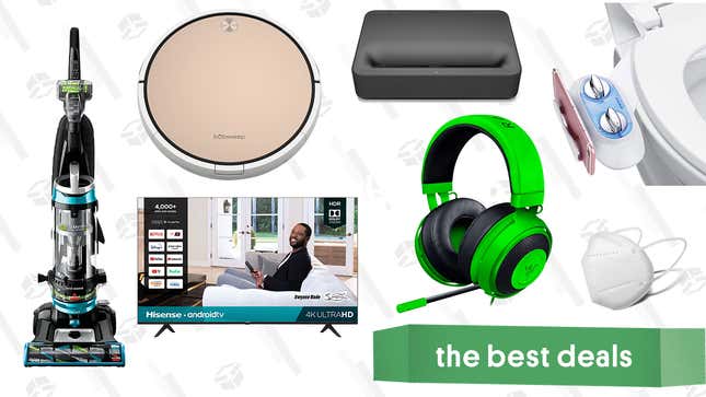 Image for article titled Sunday&#39;s Best Deals: Hisense 55-inch Smart TV, bObsweep Robot Vacuum, 4K UHD Laser Projector, Razer Kraken Headset, Bissell Upright Vacuum, and More