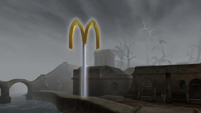 The golden arches really brighten up the drab Morrowind landscape.