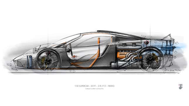 Image for article titled The GMA T.50 Is a Wildly Muscled Super-Light Car From the Designer of the McLaren F1