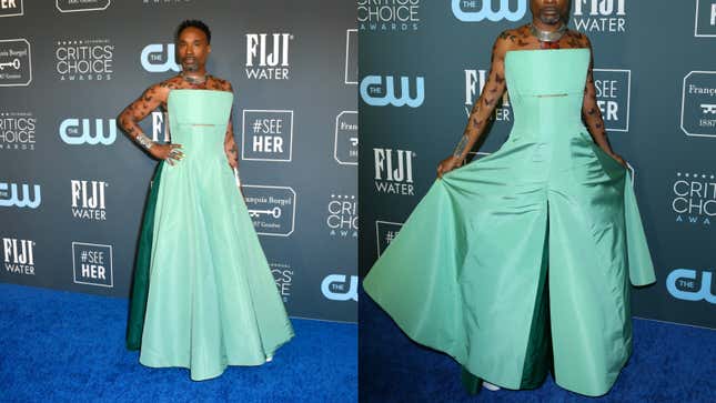 Image for article titled I Bow Down to Billy Porter's Butterfly Sleeves & Gigantic Pantsuit