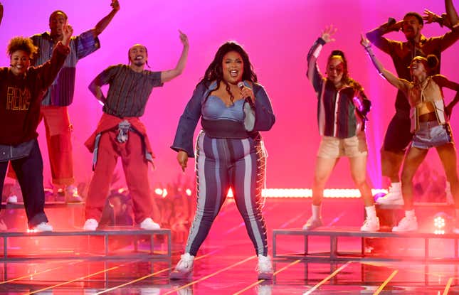 Lizzo performs onstage during the 2019 MTV Movie and TV Awards