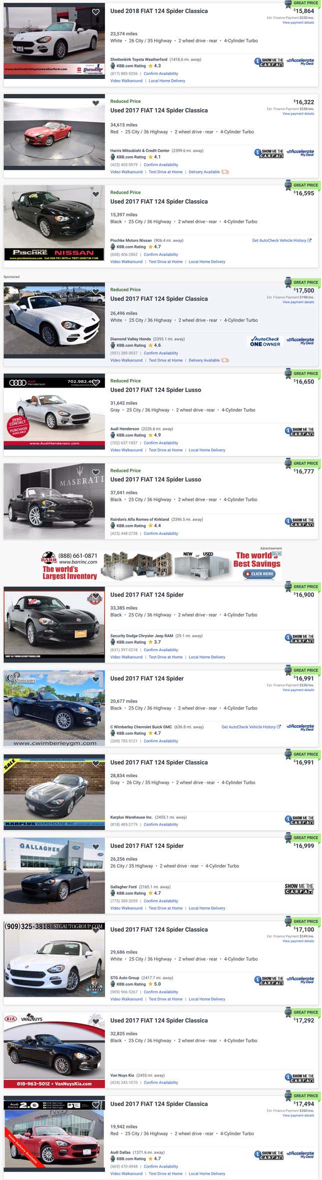 Image for article titled It’s Time To Treat Yourself To An Awesome Deal On A Fiat 124 Convertible