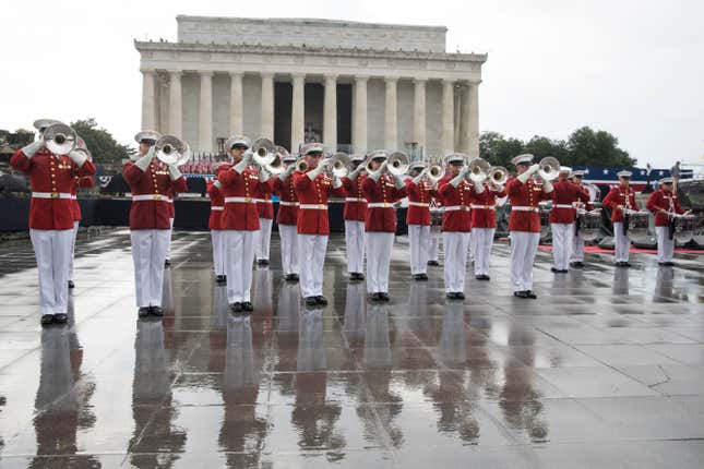 Image for article titled Planes, Tanks, & Space Force: Scenes From Trump's Soggy Fourth of July Extravaganza