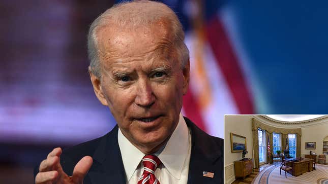 Image for article titled Staff Slowly Introducing Biden To Oval-Shaped Rooms For Smoother Transition To White House