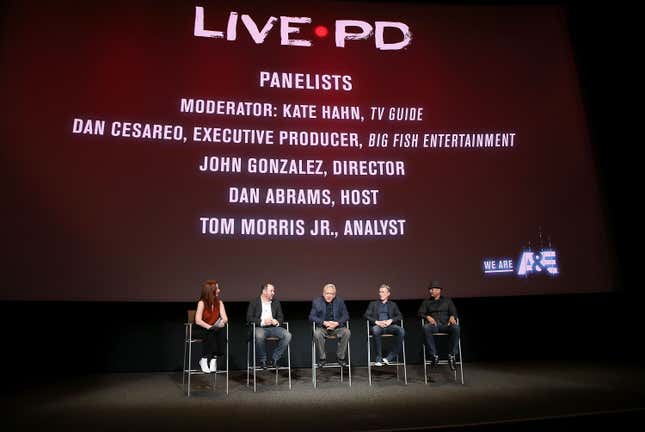 (Moderator Kate Hahn, executive producer Dan Cesareo, director John Gonzalez, host Dan Abrams and analyst Tom Morris attend the Live PD FYC Screening at Saban Media Center on May 14, 2018 in North Hollywood, California. 