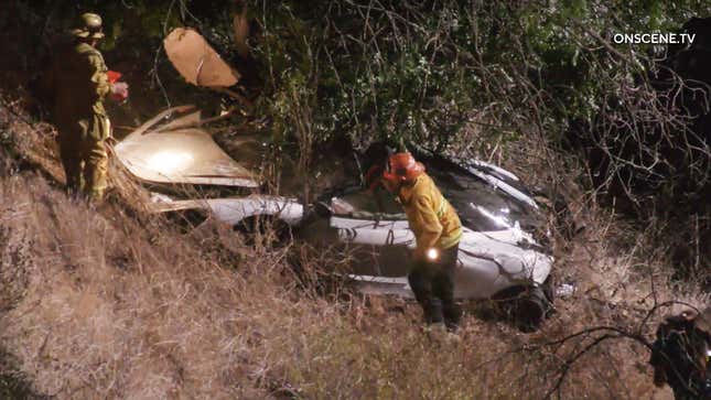 Image for article titled McLaren Driver Rescued By Helicopter After Car Flies Off Mulholland Drive