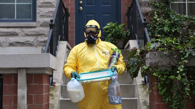 Image for article titled Hazmat Worker Sees No Reason To Throw Away All This Perfectly Good Food