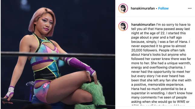 Image for article titled Wrestler Hana Kimura Is Dead at 22