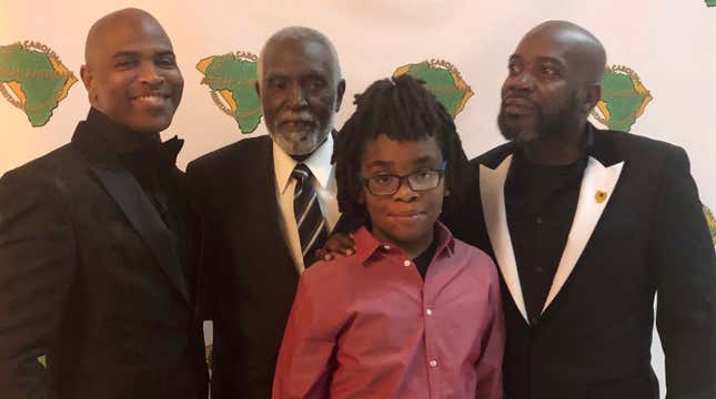 Eric Clyburn, Robert Harriot, Earvin Clyburn, Michael Harriot at the ceremony for South Carolina’s highest order, the Order of the Palmetto, for Jannie Harriot