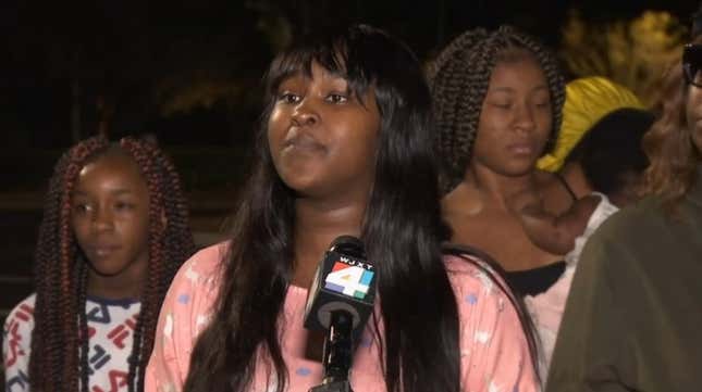 Devastated family members of 19-year-old Marcellis Stinnette talk to reporters about his death at the hands of a Waukegan, Ill. police officer on Oct. 20, 2020.