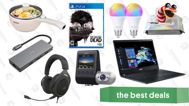 Image for article titled Tuesday&#39;s Best Deals: Acer TravelMate Laptop, Aukey 3-in-1 Dash Cam, Telltale&#39;s The Walking Dead Collection, Electric Hot Pot, Face Wipes 8-Pack, and More