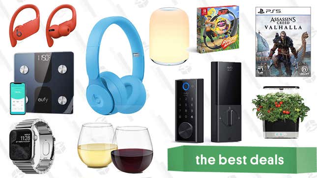 Image for article titled Friday&#39;s Best Deals: Beats Solo Pro, AeroGarden Harvest, Ring Fit Adventure, Eufy Smart Lock Touch, Nomad Apple Watch Band, Wine Glasses, PowerBeats Pro, and More