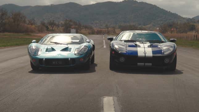 Image for article titled Watch This 1967 Ford GT40 Mark III Drag Race Its Younger Competition