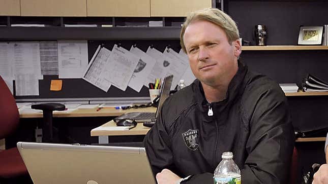 Image for article titled Perfectionist Jon Gruden Forces ‘Hard Knocks’ To Film 78th Take Of Scene Where He Cuts Rookie