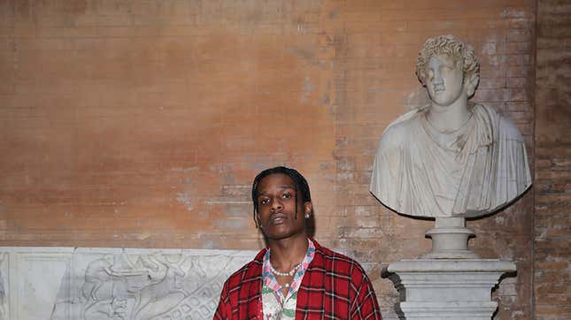 Rakim Mayers, aka A$AP Rocky, arrives at the Gucci Cruise 2020 on May 28, 2019 in Rome, Italy. 