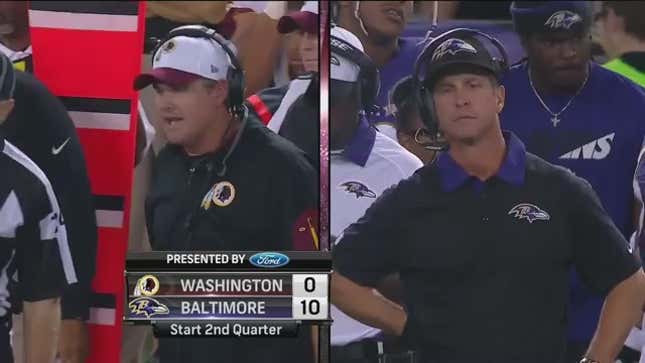 John Harbaugh Yells At Jay Gruden Then Bullies Sideline Reporter