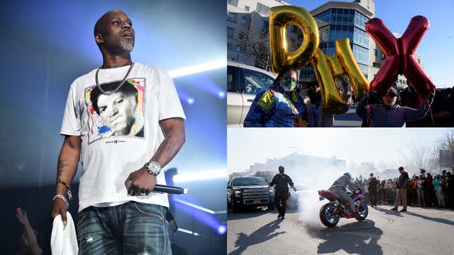 DMX performs at Masters Of Ceremony 2019 on June 28, 2019; Fans of DMX attend a prayer vigil hosted by the Ruff Ryders to the Rescue Foundation on April 5, 2021.