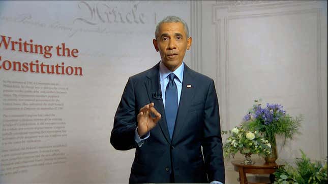 Image for article titled Obama Reminds Us That Democracy Is Screwed if Trump Wins
