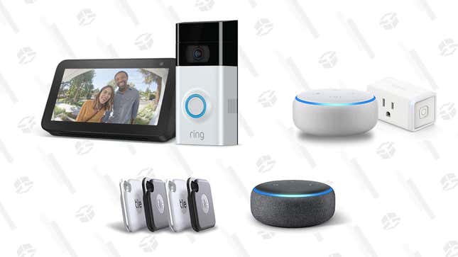 Ring Video Doorbell 2 with Echo Show 5 | $139 | Amazon
Echo Dot (3rd Gen) Bundle with TP-Link Smart Plug |  $35 | Amazon
Tile Pro 4-Pack + Echo Dot | $100 | Amazon