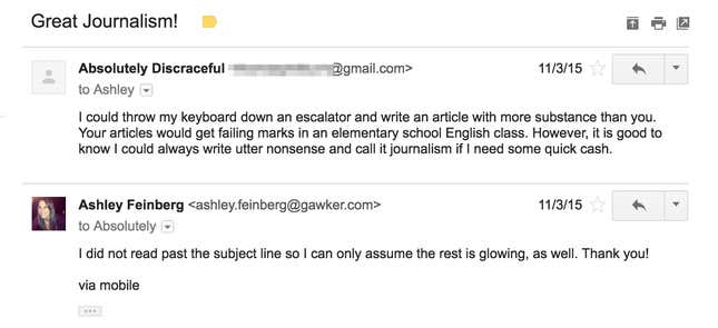 Image for article titled My Year In Gawker Hate Mail