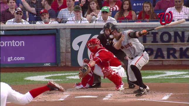 Hunter Pence Fouls Ball Off His Own Eye, Finishes The At-Bat