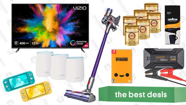 Image for article titled Thursday&#39;s Best Deals: Vizio 65&quot; QLED TV, Dyson Cordless Vacuum, Tacklife 1200A Car Jump Starter, and More