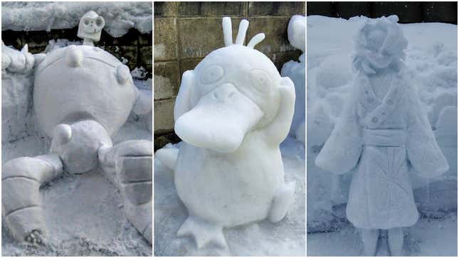 Image for article titled From Pokémon To Studio Ghibli, Here Are Excellent Snow Sculptures