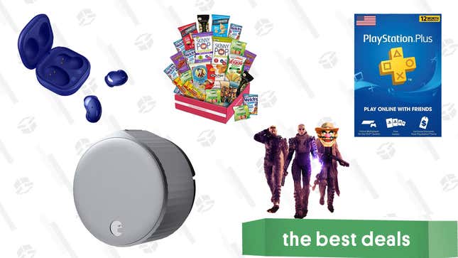 Image for article titled Thursday&#39;s Best Deals: Samsung Galaxy Buds Live, Outriders, PlayStation Plus, August Wi-Fi Smart Lock, Gluten-Free Snacks Box, Deadpool Movies Sale, and More