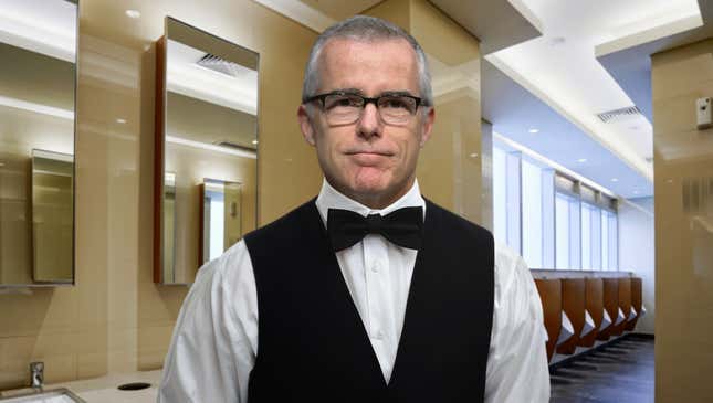 Image for article titled Andrew McCabe Spending Few Days As Congressional Bathroom Attendant To Satisfy Pension Requirements