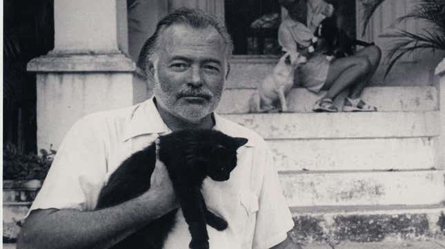 Ernest Hemingway with a cat