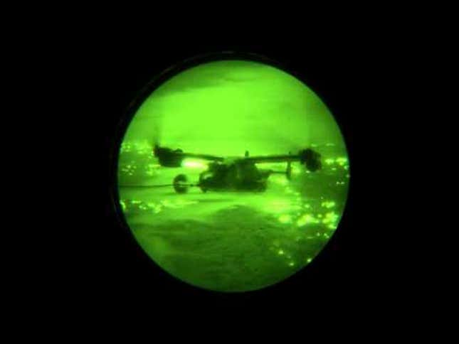 Night Vision Goggles Reveal The Osprey's Massive Glowing Rotors