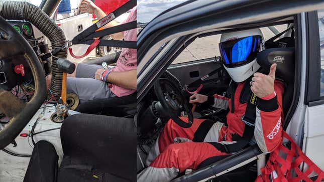 Image for article titled Spec BMW E30 Racer Replaces Broken Shifter With a Rubber Mallet, Wins