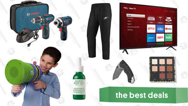 Image for article titled Wednesday&#39;s Best Deals: 75&quot; TCL TV, Bosch Tools, NFL Sweatpants, Reese&#39;s Miniatures, and More