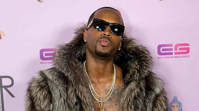 Safaree, in a fur while arriving to a party for Blac Chyna in Hollywood, May 2016