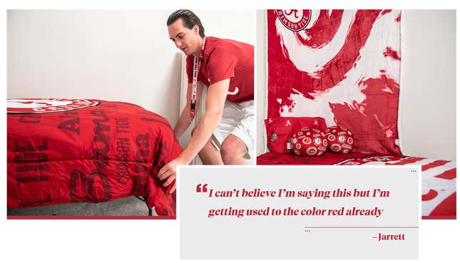 Image for article titled We Challenged Two Guys To Decorate A Dorm Room Using Only Fan Merch