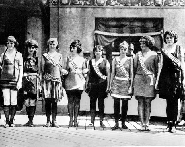 1921 photograph showing the competitors in the original Miss America. Margaret Bowman is second from the left.