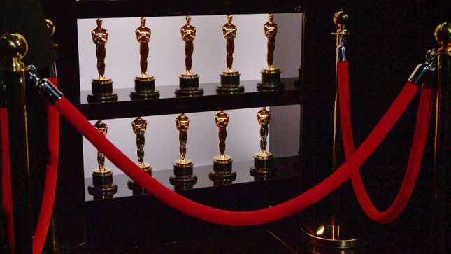 Oscars statuettes are on display backstage during the 92nd Annual Academy Awards on February 09, 2020.