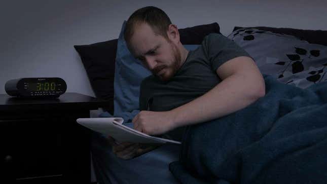 Image for article titled Inspired Man Bolts Out Of Bed At 3 A.M. To Jot Down Great New Worry