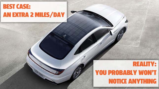 Image for article titled Let&#39;s Be Realistic About The Hyundai Sonata Hybrid&#39;s Solar Roof