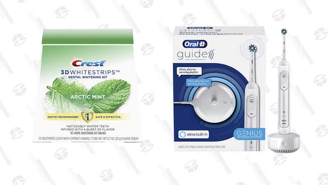 Crest 3D Whitestrips Arctic Mint (28 Strips)| $28 | Amazon Gold Box
Oral-B Guide Smart Toothbrush w/Alexa Built-In | $140 | Amazon Gold Box