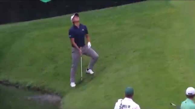 Rising star Collin Morikawa had a rough go of the 11th hole at Augusta.