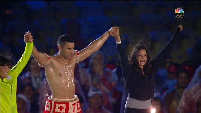 Tongan Flag-Bearer Returns For Closing Ceremony
