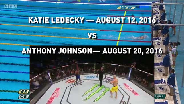 Which Was Longer: Katie Ledecky's Margin Of Victory Or The Johnson-Teixeira Fight?