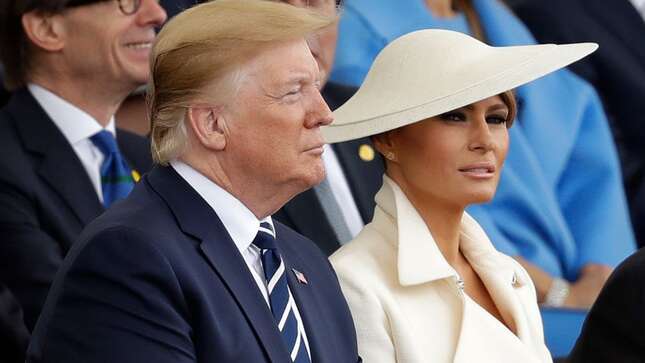 Image for article titled Melania Wears a Plate on Her Head