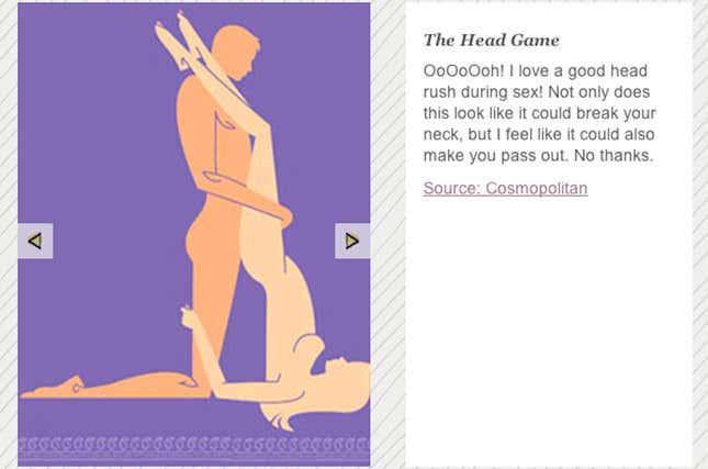 Image for article titled Is There Any Such Thing as a Dangerous Sex Position?