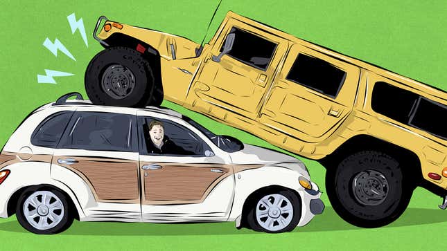 Image for article titled Here’s How I Crushed A Chrysler PT Cruiser With A Hummer